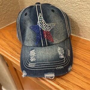 Denim Star Embellished Cap